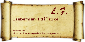 Lieberman Füzike névjegykártya